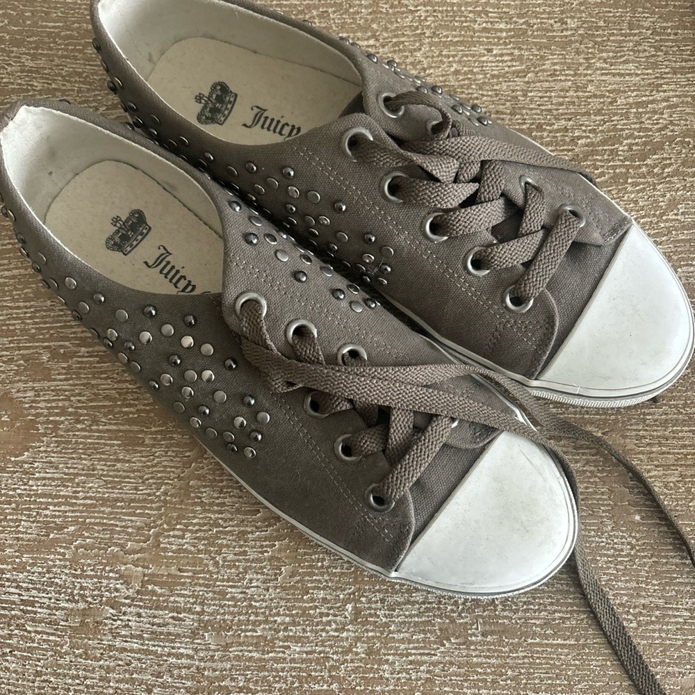 Juicy Couture Women's Gray Studded Sneakers